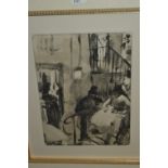 Group of five black and white lithographs after Degas, gilt framed