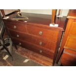 20th Century mahogany dressing chest having two short over two long drawers with brass ring handles,