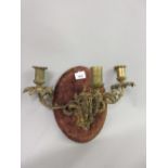 Late 19th/early 20th Century three branch gilt brass wall sconce