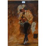 Artist signed Limited Edition colour print, a dancer, 33ins x 24ins, gilt framed, together with a