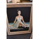 R. McCann, oil on canvas, portrait of a seated ballet dancer, 30ins x 24ins, in a painted frame