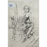Ted French, signed etching, ' Dancer ', No. 2 of 10, 11.5ins x 8.5ins, framed