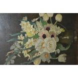 Late 19th / early 20th Century oil on panel, still life study of flowers in a jug bearing