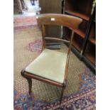 Set of six 19th Century mahogany rail back dining chairs having drop-in beige upholstered pads on