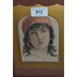 19th Century oak framed watercolour portrait of a girl, together with a watercolour entitled ' May