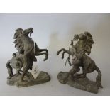 Pair of small patinated spelter Marli horse groups