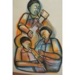 Godfrey Ndaba, pastel study of three African musicians, signed, 20ins x 14ins