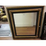 Rectangular gilt and ebonised hanging wall mirror