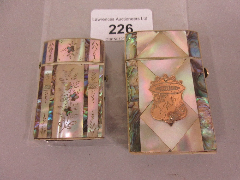 Two Victorian mother of pearl and abalone vesta cases