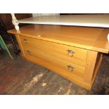 Modern light oak rectangular coffee table / two drawer chest