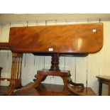 Late Regency mahogany rectangular drop-leaf breakfast table with a single end drawer on a turned