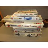 Quantity of large scale models by Tamiya, Airfix, Revell and Nichimo