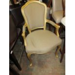 Set of fifteen French style gilt open elbow chairs