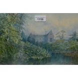 Harry Davis (Worcester artist), watercolour, mansion in a river landscape, signed, 9ins x 13.5ins,