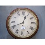 Mahogany and oak cased dial clock, the 12in painted dial with Roman numerals and single train