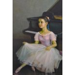 G. Shaver / Shaven ?, oil on canvas, study of a ballet dancer beside a piano, together with
