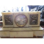 Early 20th Century French onyx cased mantel clock, the rectangular plinth form case decorated with