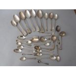 Five various 19th Century silver tablespoons, together with a quantity of various other silver