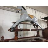 Small early 20th Century grey painted wooden rocking horse No woodworm to horse or stand. 32ins