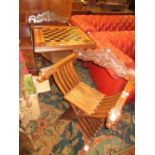 Reproduction walnut chess table with matching hamlet style crossover chairs