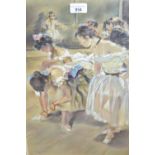 Pastel drawing, ballet dancers in a studio, 17ins x 12ins, gilt framed