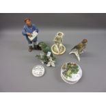Royal Doulton figure ' The Parisian ' HN2445 together with two porcelain bird figures, a figure in