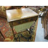 Edwardian mahogany crossbanded and inlaid square side table with single drawer having brass