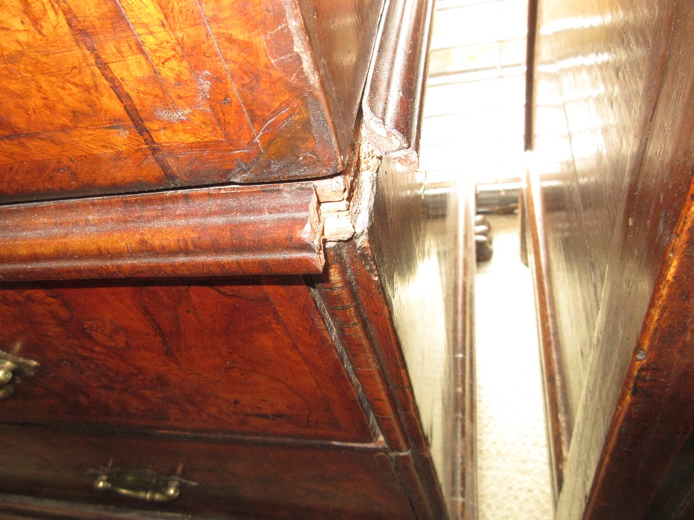 Early 18th Century walnut and herringbone crossbanded bureau, the fall front enclosing a fitted - Image 7 of 12