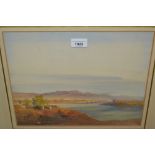 Cecil Arthur Hunt, signed gouache, river landscape, ' Guadalquivir, Spain ', 11ins x 14ins