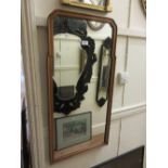 20th Century Queen Anne style moulded framed hall mirror, 34ins high x 18ins wide, together with two