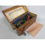 Early 20th Century stained wooden cased Magneto electric machine with original leaflet