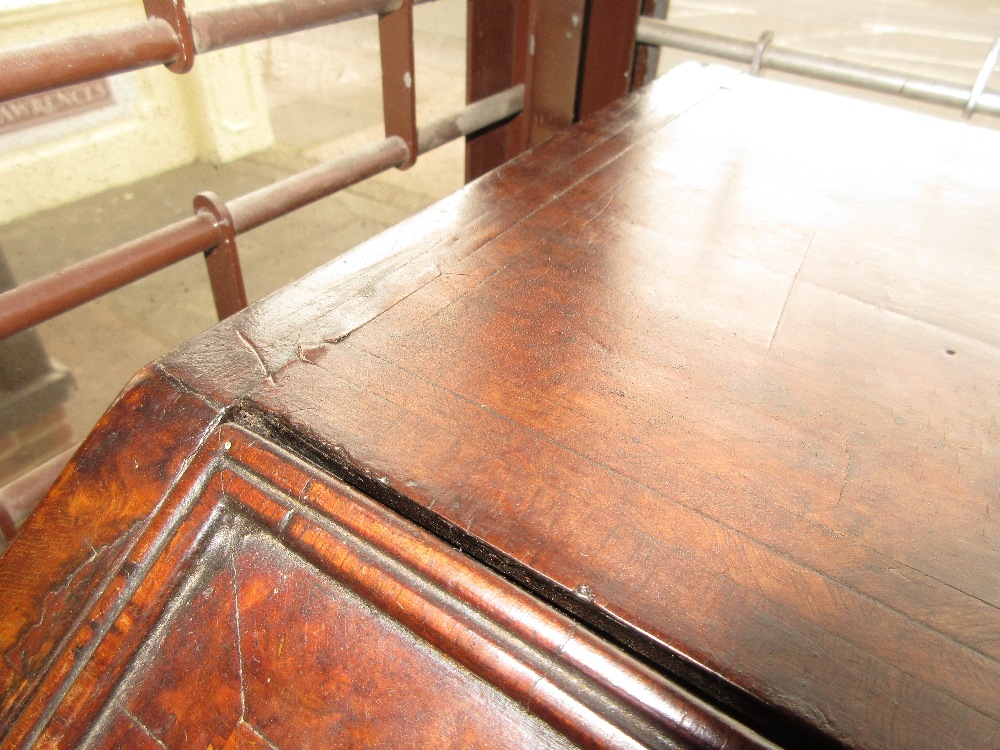 Early 18th Century walnut and herringbone crossbanded bureau, the fall front enclosing a fitted - Image 10 of 12