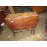 Edwardian mahogany Sutherland table on square tapering supports with brass and ceramic castors