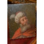 Small antique oil painting on oak panel, portrait of a bearded gentleman, 6ins x 4.5ins, unframed