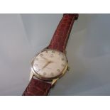 Gentleman's Tudor Royale 9ct gold cased wristwatch, with later leather strap No inscription on back.