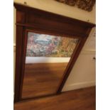 Reproduction French mahogany rectangular wall mirror with fluted side columns