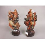 Pair of Chinese carved soapstone figures of Immortals