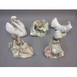 Group of five various Lladro groups and bird figures