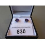 Pair of boxed amethyst ear studs