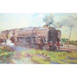 Terence Cuneo, pair of signed limited edition colour prints, railway locomotives, City of London,