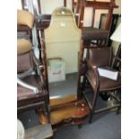 Mid 20th Century South African hardwood cheval mirror with drawer to the base, together with a small