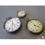Continental silver cased open faced keywind pocket watch together with two Continental silver