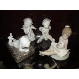 Group of four boxed Lladro figures ' I'm so Tired ', ' Rosie Posey ', ' Wondering ' and ' Time for