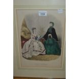 Set of four French coloured prints ' La Mode Illustree ', gilt framed, together with a quantity of