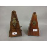 Two 19th Century French walnut cased metronomes