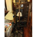 20th Century bentwood hat and coat stand, oak bachelor's suit stand and a modern standard lamp