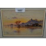 W.S. Coleman, watercolour, moonlit river landscape, signed, 4.75ins x 6.5ins, gilt framed