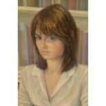 Michael Harvey, oil on board, ' Sarah in the Studio ', 17ins x 13ins, gilt framed