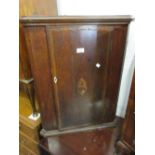 19th Century mahogany inlaid hanging corner cabinet