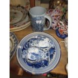 Pair of 20th Century Delft porcelain baluster form vases, a Delft pottery charger and a Bjorn
